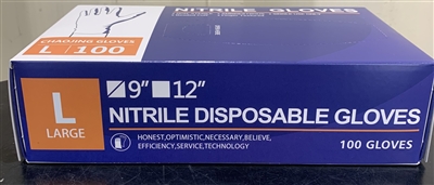 Nitrile Disposable Gloves- Large- 100/Box