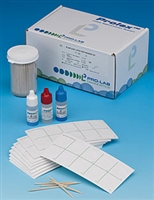 Prolex E. coli O157 latex agglutination kit components used for food- and water-borne pathogen identification.
